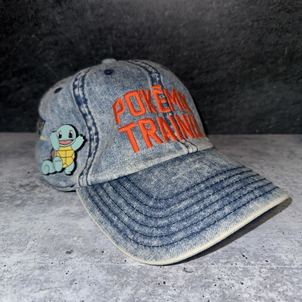 Rare Bioworld Pokémon Trainer Squirtle Denim Hat Acid Wash Retro Style 2017 Cap